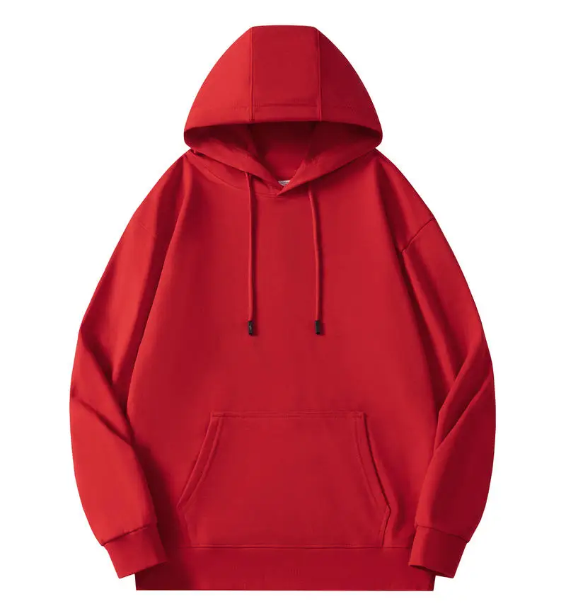 Men Women Thin Fleece Pullover Hoodie, Casual Loose Hooded Sweatshirt with Pocket, Custom Print Image Text, Couple Matching Tops