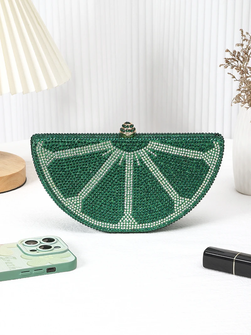 

Funny Fruit Watermelon Hot Diamond Rhinestone Special-shaped Hand Clutch Shiny Party Dinner Bag
