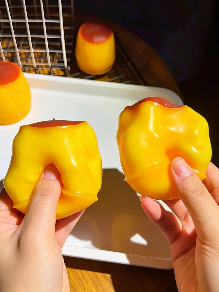 Puddingförmiger Quetschball, Karamell-Knusper, handgefertigt, weich, tragbar, DIY-Fidget-Zubehör zur Stresslinderung und als süßes Schreibtischspielzeug