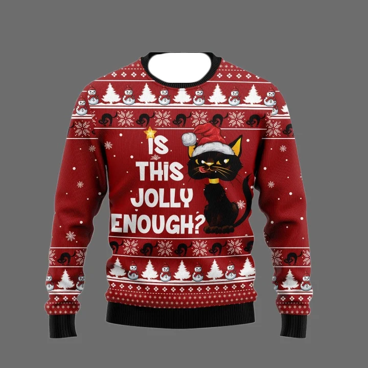 2026 Women Cute Cat Graphic Sweatshirts Harajuku Fashion Ugly Christmas Sweater Funny Unisex Long Sleeve Pullovers Sweatshirt