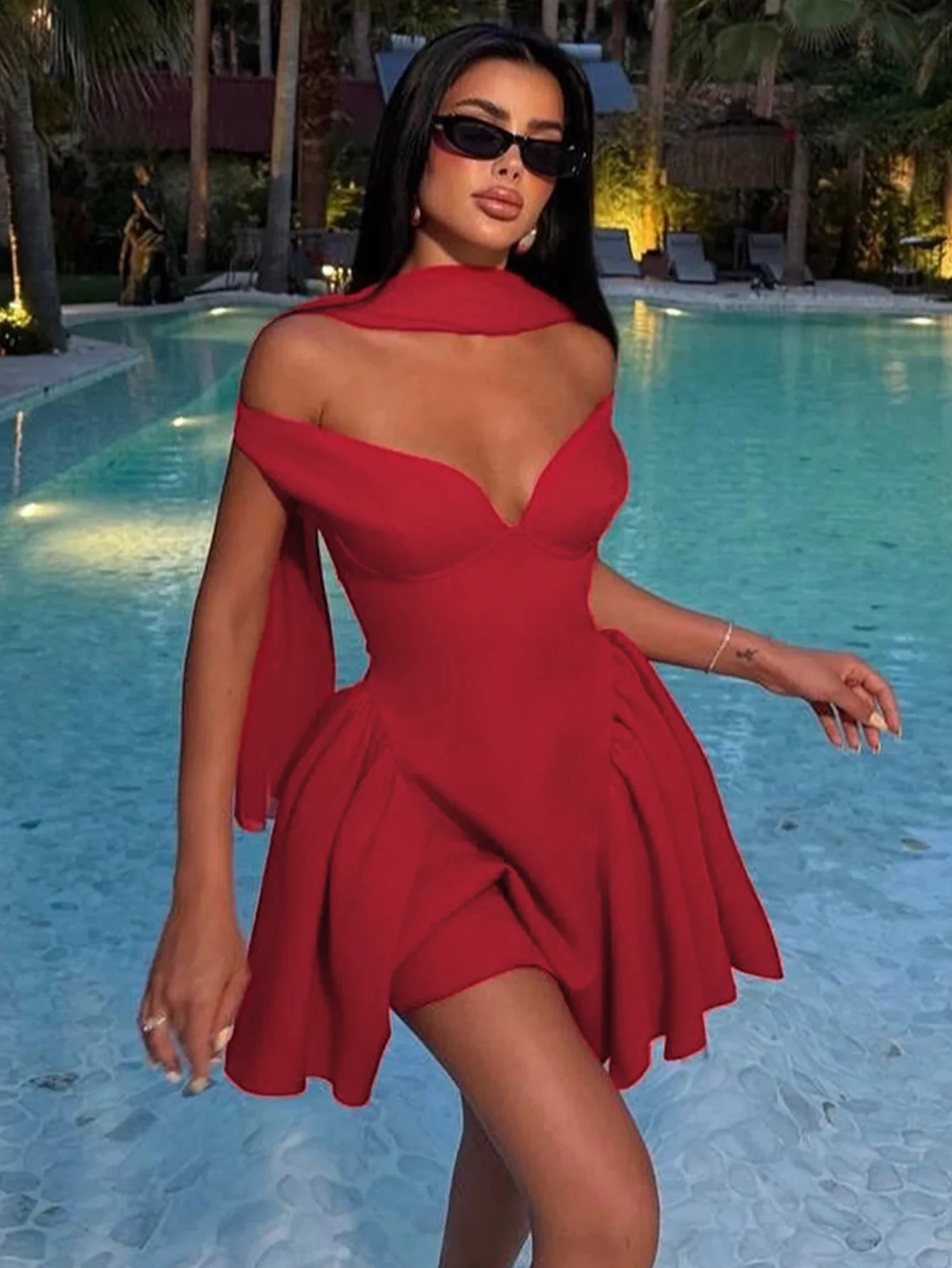 Dulzura Zomer Mode Sexy Off Schouder Backless Lint Slim Fit Mini Jurk Dames Effen Elegante Jurk Party Club Prom Kleding