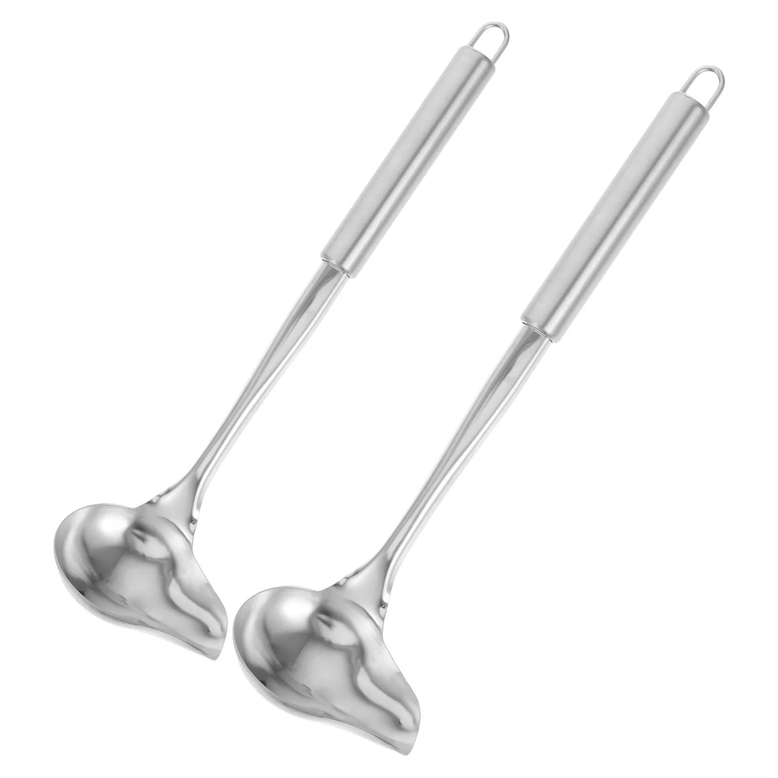 

2Pcs Stainless Steel Duckbill Soup Spoons Comfortable Handle Sauce Ladles Oil Spoons Kitchen Tableware