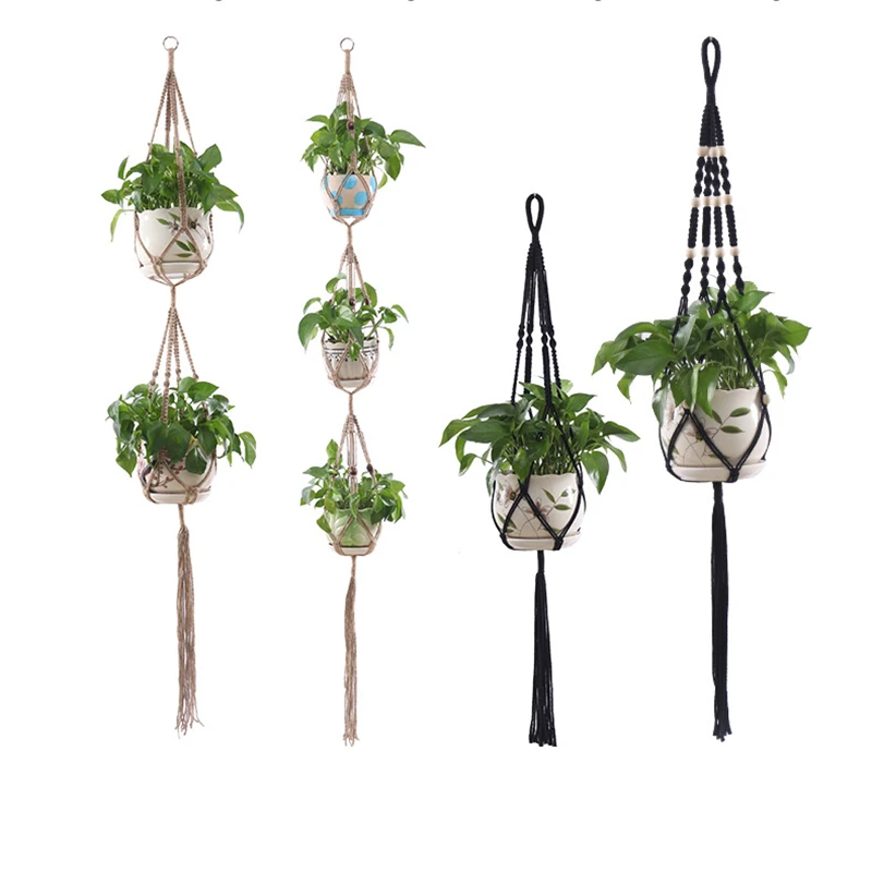 Macrame Handmade Plant Hanger Baskets Flower Pots Holder VinBalcony Hanging Decoration Knotted Lifting Rope Home Garden Supplies