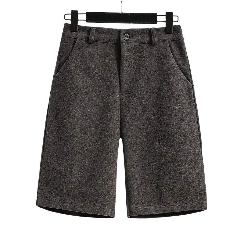 S-3XL Pantaloncini di lana Donna Autunno Inverno Dritto Elegante Donna Ins Vita alta Basic Casual All-match Coreano Accogliente Retro Femminile