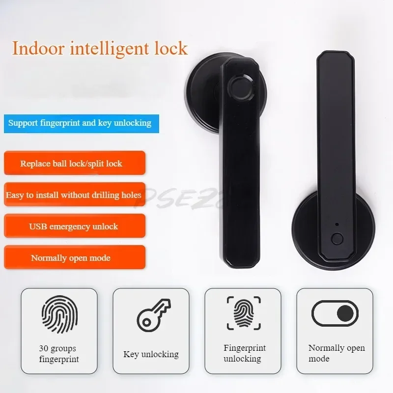 Bedroom Wooden Door Intelligent Fingerprint Lock One Grip Open Office and Home Anti-theft Door Lock Spherical Handle Lock