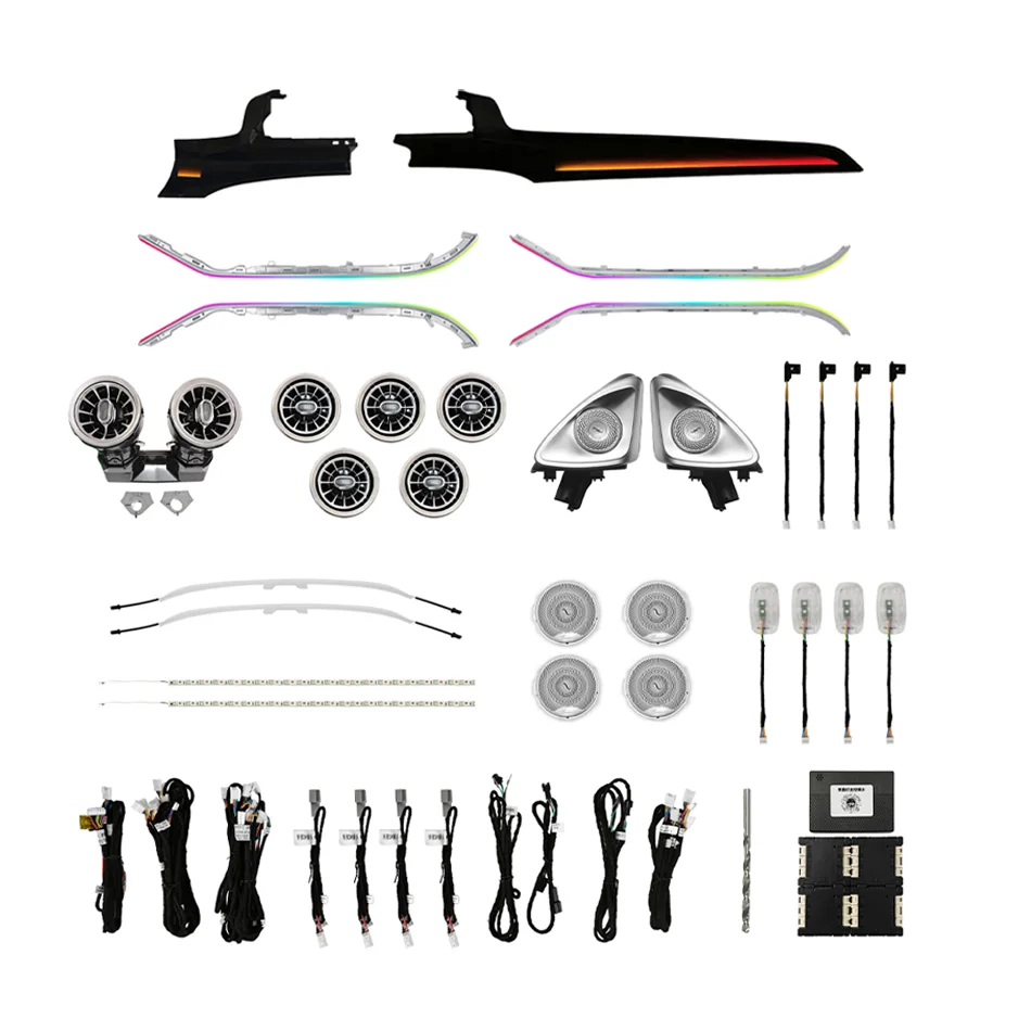 64 Colors Dynamic W205 Ambient Light C-class 2015-2021 GLC X253 Interior Lighting Upgrade Kit