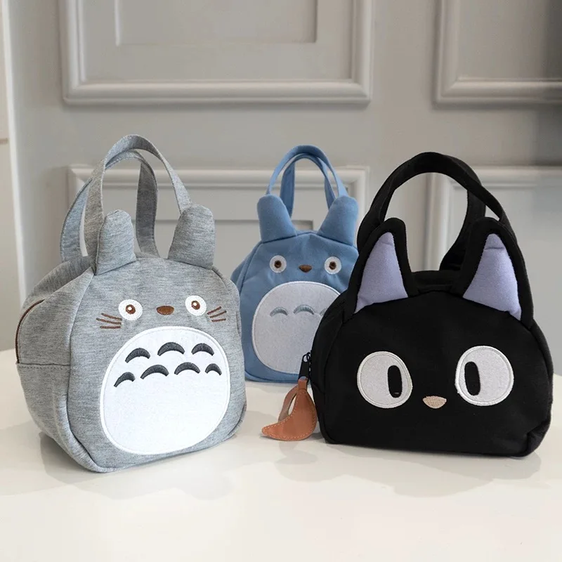 Anime Hayao Miyazaki Totoro Lunch Bags Cute High Capacity Portable Lunch Box Picnic Food Heat Preservation Handheld Bento Bag