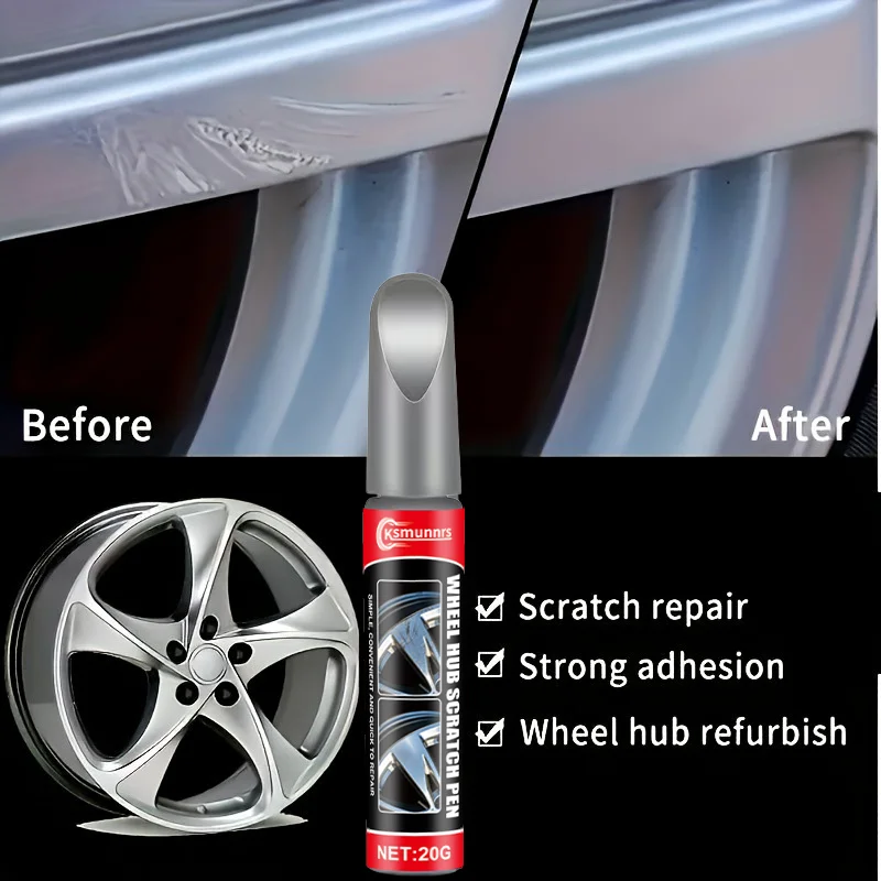 Automotive Silvery Wheel Repair Pen - Scratch and Scuff Repair, Fade Restoration, Silvery Mirror Finish, Easily Restores to a Br