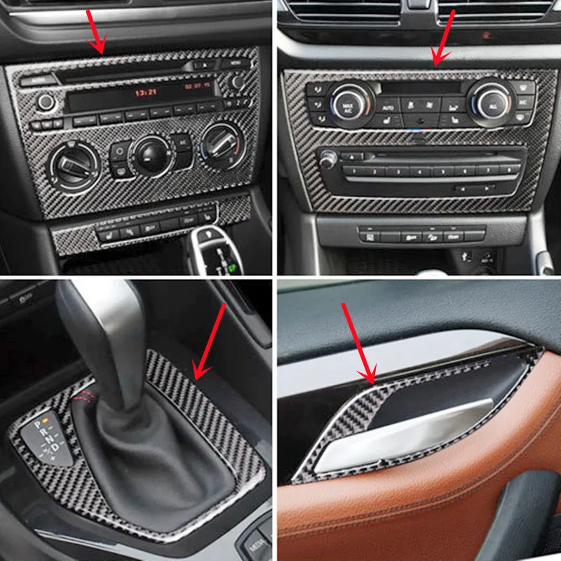 Carbon Fiber Stickers Car Interior Decorative Cover Trim Strips Decal For BMW X1 E84 2011 Car Styling Modification Accessories