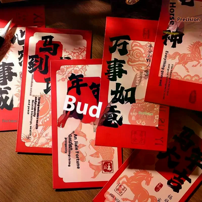 6Pcs Chinese New Year Money Envelope Lucky Red Pockets 2026 Horse Year Spring Festival Red Envelope Marriage Birthday Envelope