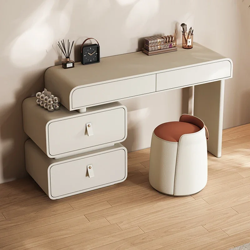

Aesthetic Room Furniture Makeup Vanity Desk Luxury Nordic Dressing Table Storage Organizer Rattan Modern Drawers Silver Dresser