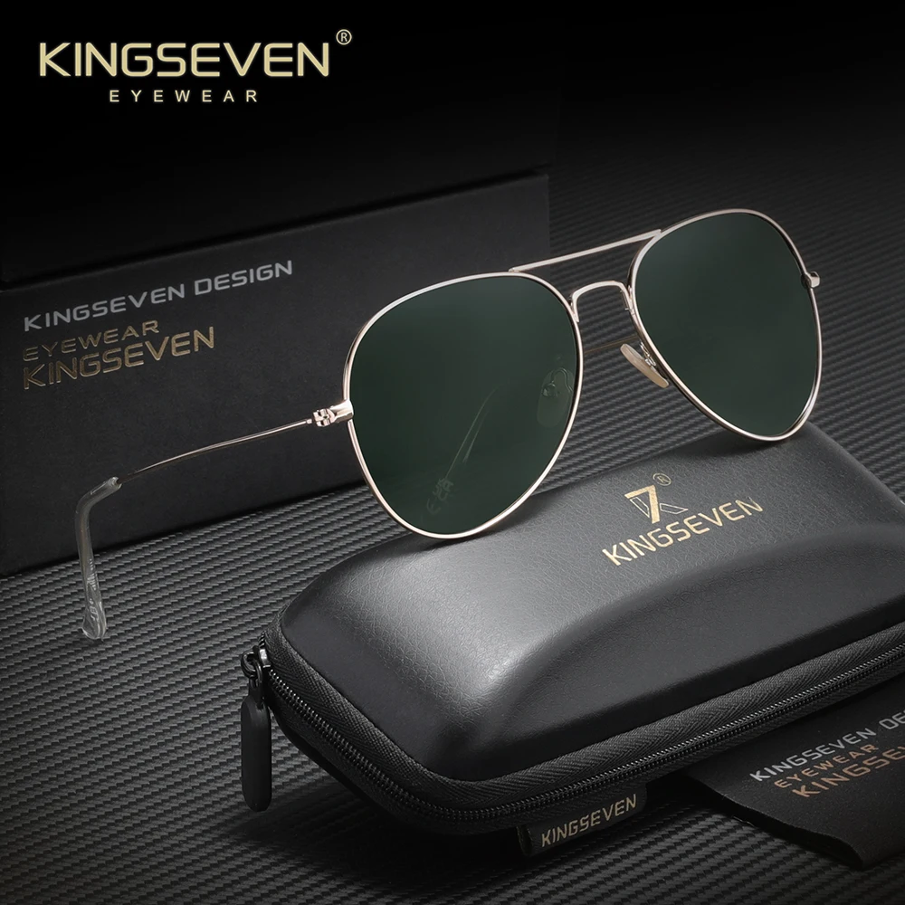 KINGSEVEN Gafas de sol polarizadas para hombre, gafas reflectantes anti-UV400, conjunto de gafas de lujo para conducir para mujer