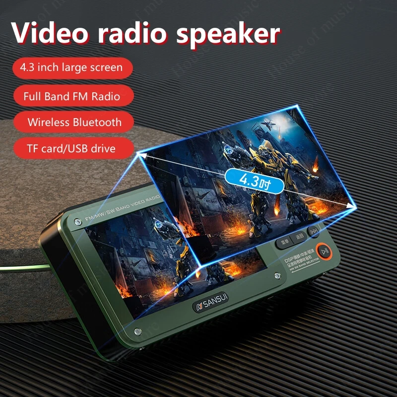 

F50 4.3 Inch HD Multi-band Radio Card Music Video Player Digital Song Outdoor Portable Rechargeable Wireless Bluetooth Speakers