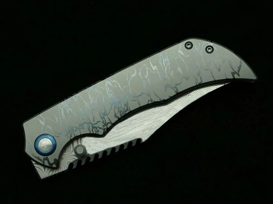 LEMIFSHE New Folding Knife Damascus Steel Blade Titanium Alloy Handle Outdoor Camping Hunting Kitchen Survival Pocket EDC Tool