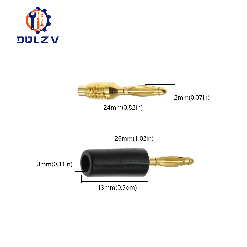 Audio Speaker Screw Banana Gold Plate Plugs Connectors Mini 2MM Banana Plug For Banana Socket