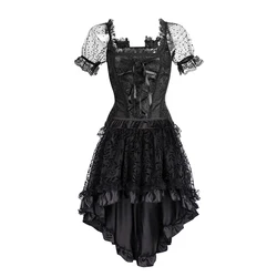 Corset Dress Suit Steampunk Bustier Dresses Retro Vintage Costume Burlesque Summer Clubwear Gorset Top Skirt Set Fashion Elegant