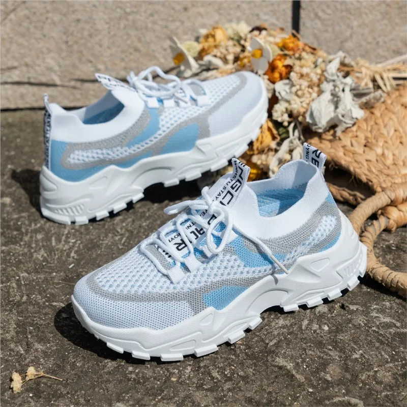 Zapatillas Mujer Sneakers Women Knitting Trendy Mesh Platform Socks Shoes Tenis Breathable Socofy Sports Shoes Women Flats 588