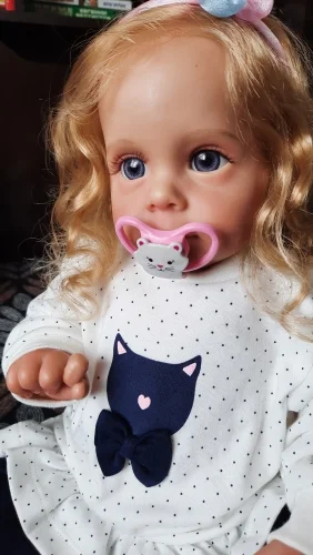 60CM Reborn Toddler Baby Maggie Handmade Detailed Lifelike Painting Rooted Long Curly Hair Art Doll High Quality