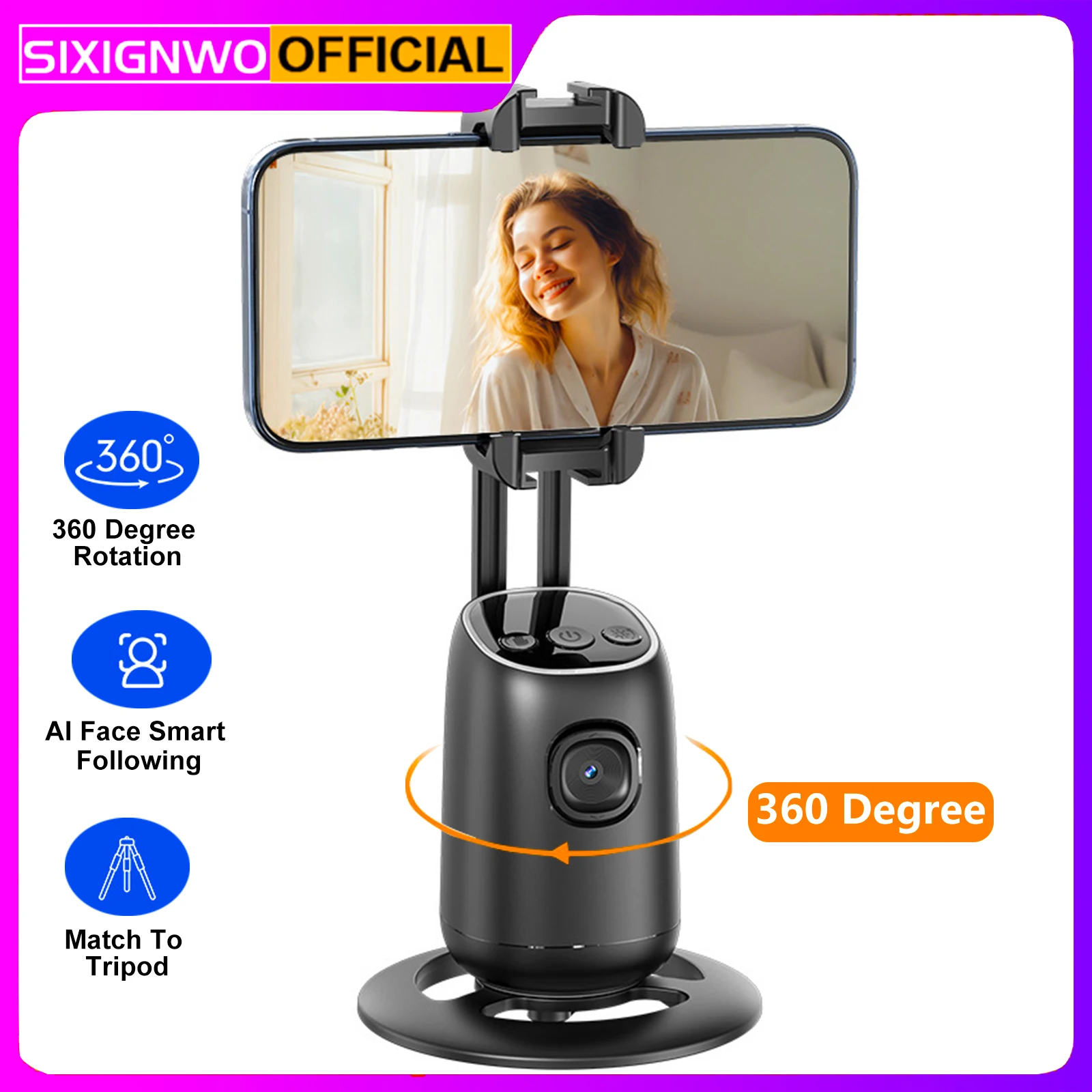 Full Automatic Smart Face Tracking Gimbal 360 Degree Rotation Tracking Live stream Desktop Stand For Mobile Phone Holder Vlog