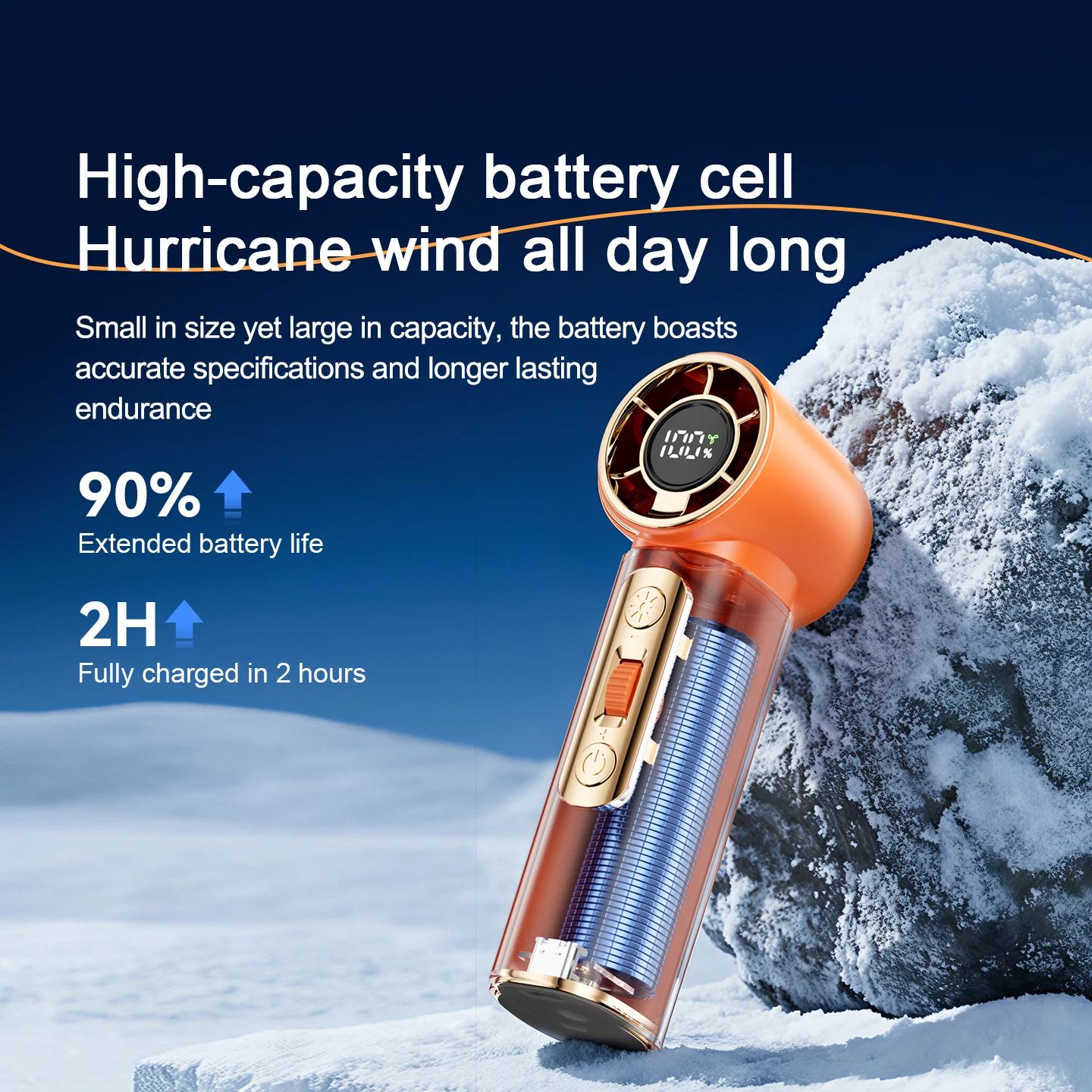 

Portable Mini Handheld Fan LED Display Screen, 100 Speed Regulation, Emergency LED Flashlight USB Charging, Outdoor Fan Gift