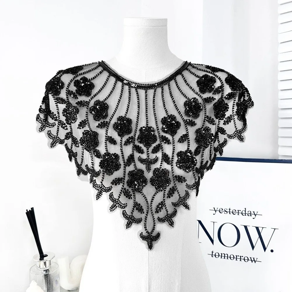 Hollow Design Embroidery Lace Gold Sequined Bead Embroidery Lace Mesh DIY Application Mesh Texture Clothing Accessories