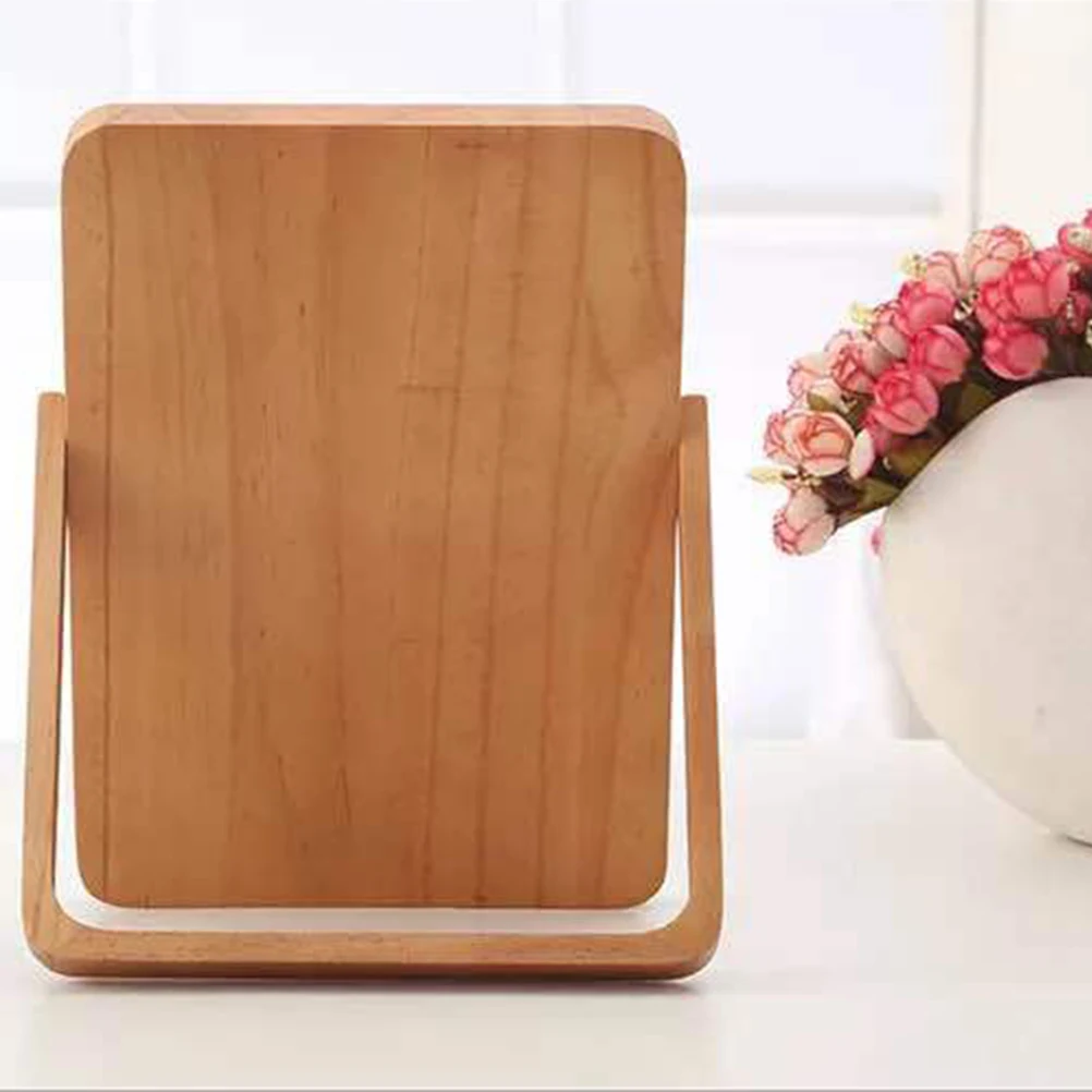 

Creative Wooden Makeup Foldable Lighted Square Beauty Mirror For Women Travel Durable Deform-Resistant