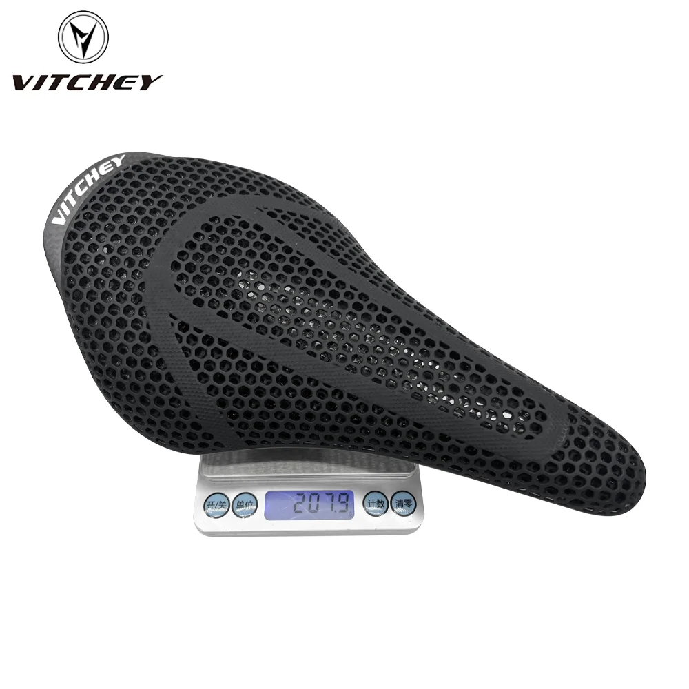 Vitchey Ultra Light Carbon Fiber 3D Printing bike Saddle 200g Hollow and Breathable MTB Road Bike Seat Men Women Bike Parts