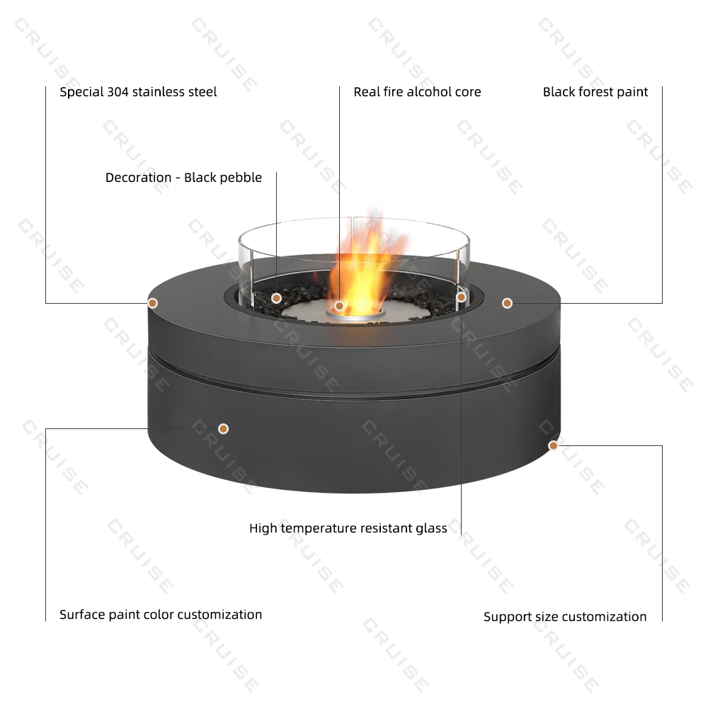 CRUISE Эффективная каминная яма для горения на открытом воздухе, отдельно стоящий камин, 800 мм, деревянная/газовая/альртовая печь, большой камин
