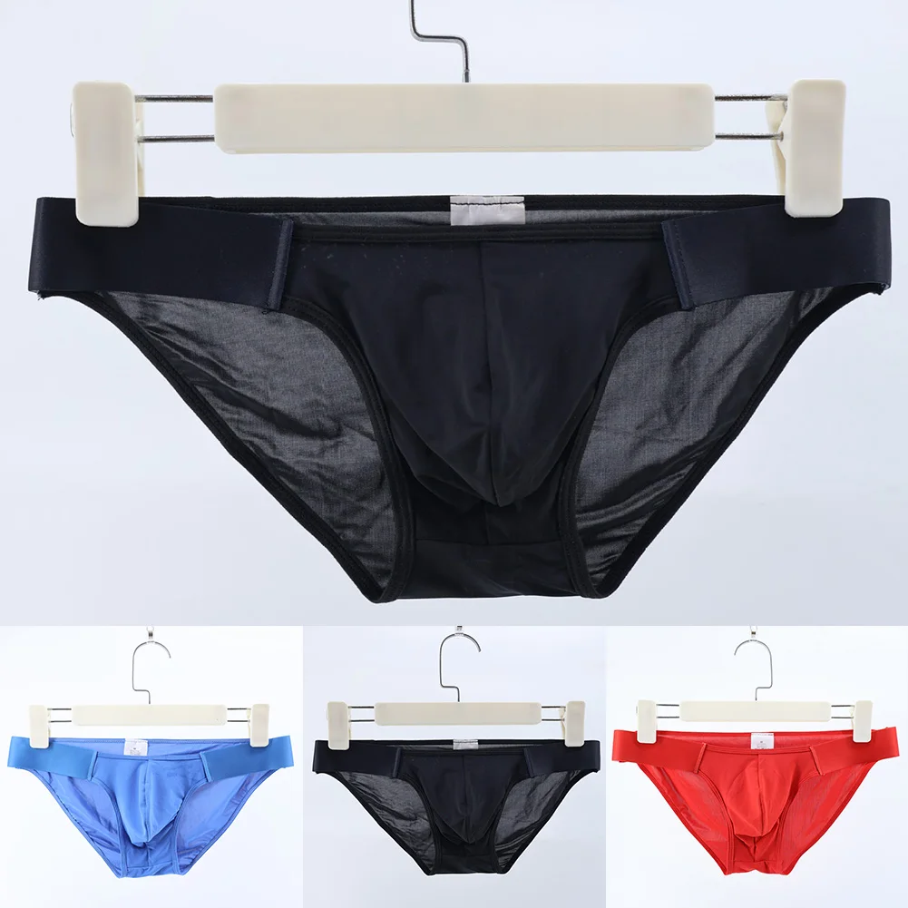 Men Sexy Underwear Solid Elastic Wide Belt Brief Underwear U Pouch High Fork Breathable Triangular Pants Underpants