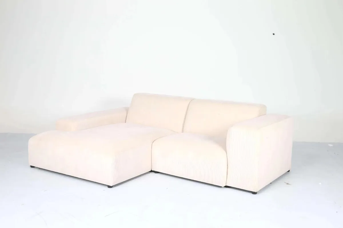 Large luxury L-shaped convertible combination sofa, down-filled modern sofa with ottoman, deep seat cloud sofa