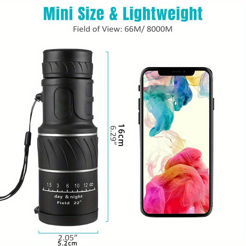16x52 Outdoor Portable High Definition Green Film Monocular Telescope,HD Scope Low Light Hiking Concert Photography Telescope