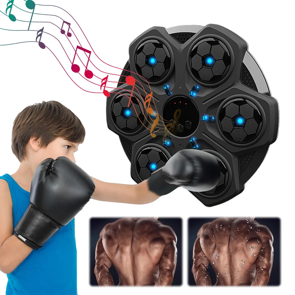 

Music Boxing Machine Wall-Mounted Exercise Equipment Bluetooth-Compatible 6 Targets Boxing Trainer USB Rechargeable for Home Gym