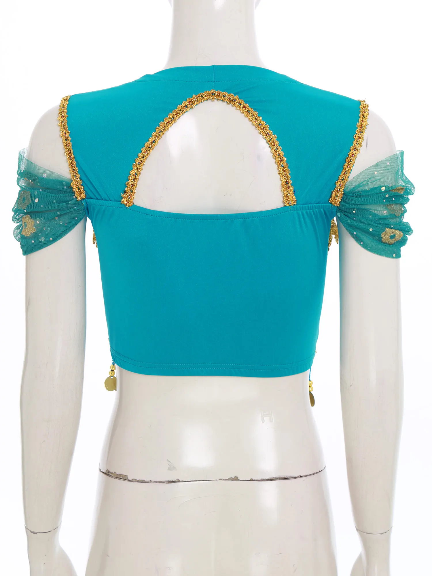 Disfraces de princesa india árabe para mujer, Top corto de actuación de danza del vientre, Tops de mascarada para fiesta temática de corazón, Halloween