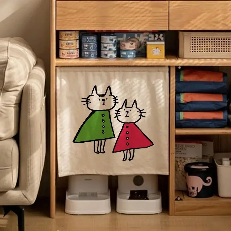 VIKAMA Cat Litter Box Enclosure Privacy Curtain Thick Anti-Scratch Odor Control Dustproof Cat House Divider