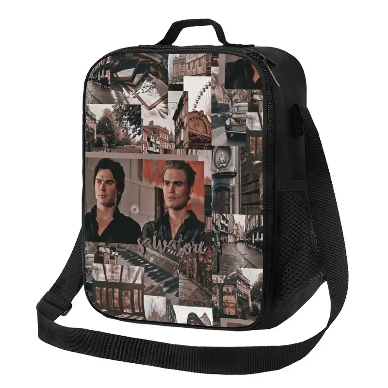 

Custom Damon Salvatore The Diaries Lunch Bag Men Women Thermal Cooler Insulated Lunch Boxes for Student School