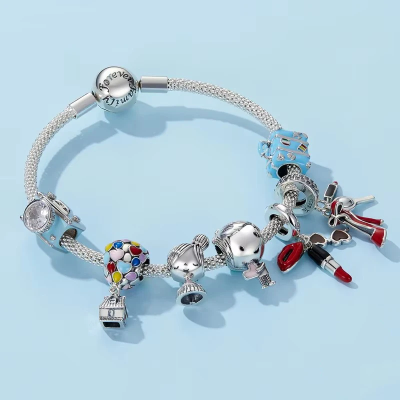 WOSTU 100% otantik 925 ayar gümüş göz kamaştırıcı temizle CZ göz alıcı boncuk Fit DIY Charm bilezik kolye orijinal takı hediye
