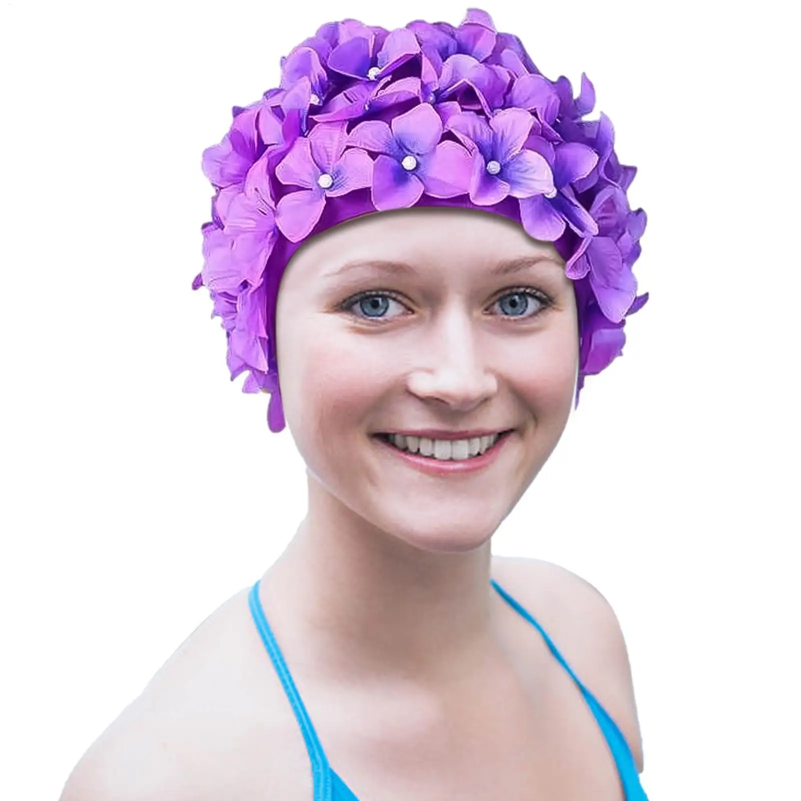 Schwimmen hut 3D Blütenblatt Schwimmen Caps Für Langes Haar Im Freien Frauen Mode Retro Blume Kappe Zarte Badekappe – Detail 1