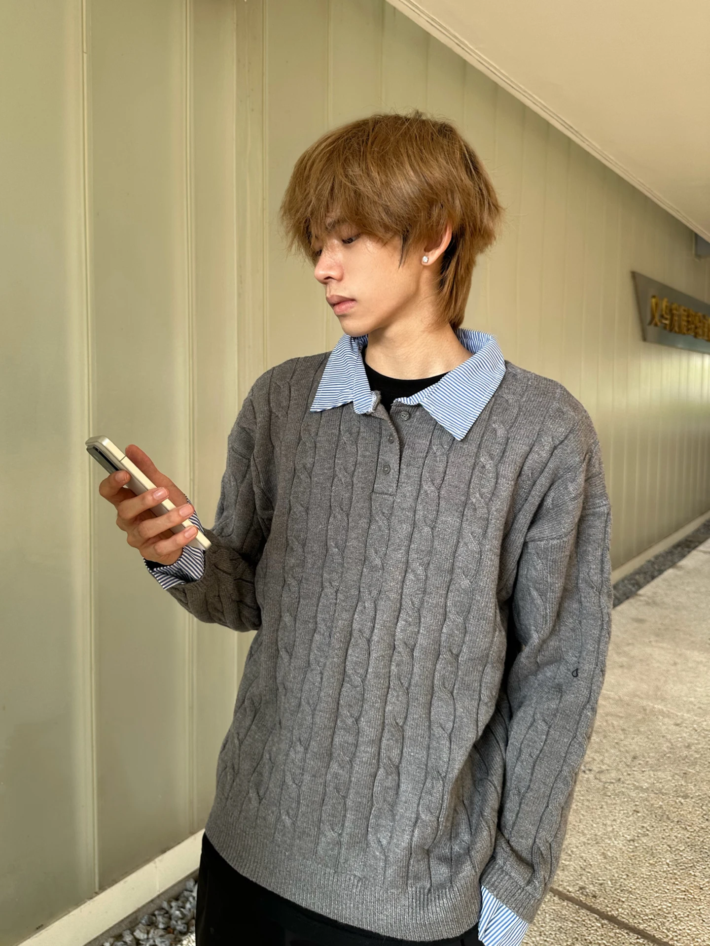 

ay Ne Knitted Sweater Men's Autumn Twisted Flower Base Layer irt CleanFit Loose Fit Long Sve Youth Faion