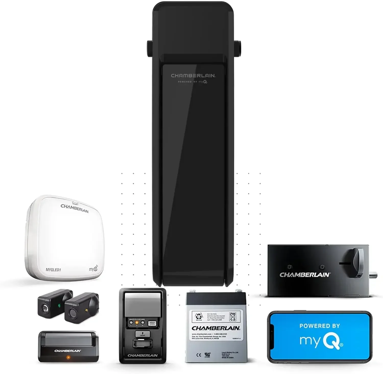 

For RJO101MC Ultra-Quiet Wall Mounted with Battery Backup and LED Lighting Garage Door Opener, 36 pounds, Black Economically