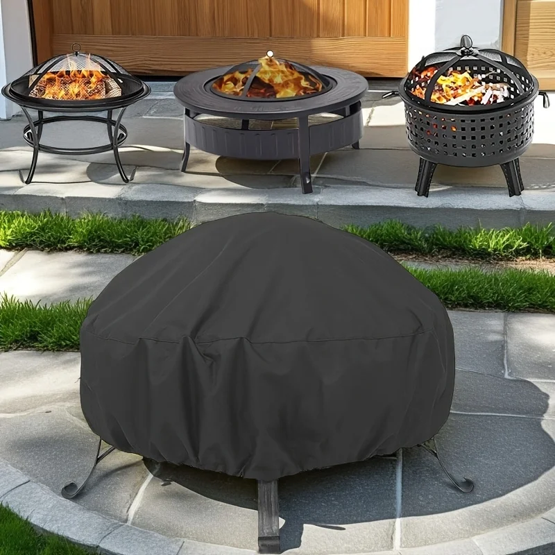 Fire Pit Cover Heavy Duty Round, BBQ Cover Waterproof for Outdoor Fire Pit, Patio Furniture Cover