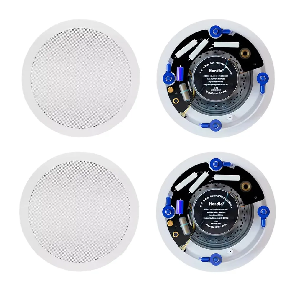 

Herdio 6.5'' 640Watts 2-Way Bluetooth Ceiling Speakers Package Great For Home Theater System Bathroom Office Flush Mount Wired