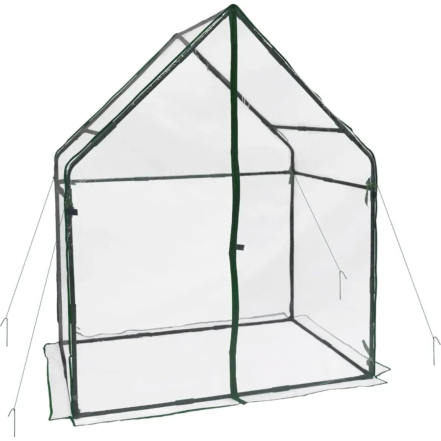 

Gardzen Small Walk-in Greenhouse Heavy Duty Portable Green House for Outside with Sturdy Frame and Clear Cover Protects Plants