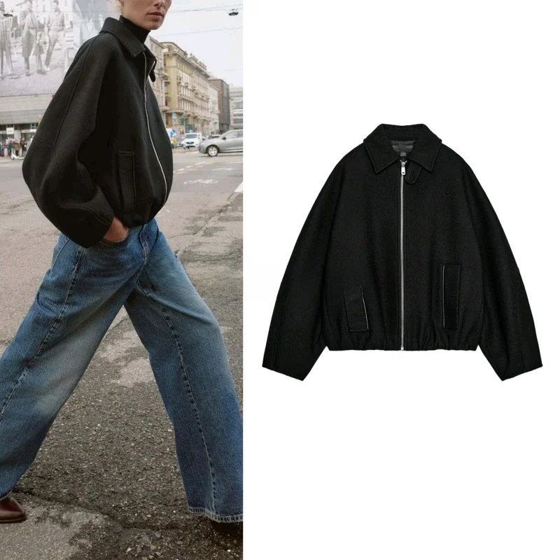 

Новая женская куртка-пилот осенне-зимняя, с длинными рукавами, отложным воротником, повседневная, из полиэстера, на молнии