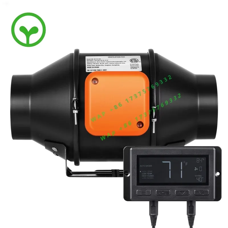 【Premium】SucceBuy Inline Duct Fan 4/8In  Quiet EC-motor Ventilation Exhaust Fan with Temperature Humidity Controller for Cooling