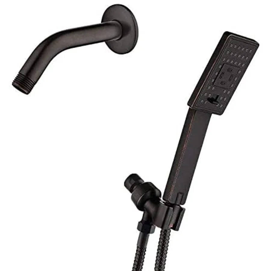 

High Pressure Square Design Handheld Shower Head and Matching 6 Inch Brass Shower-Pipe Arm Bathroom Rain Shower Arm
