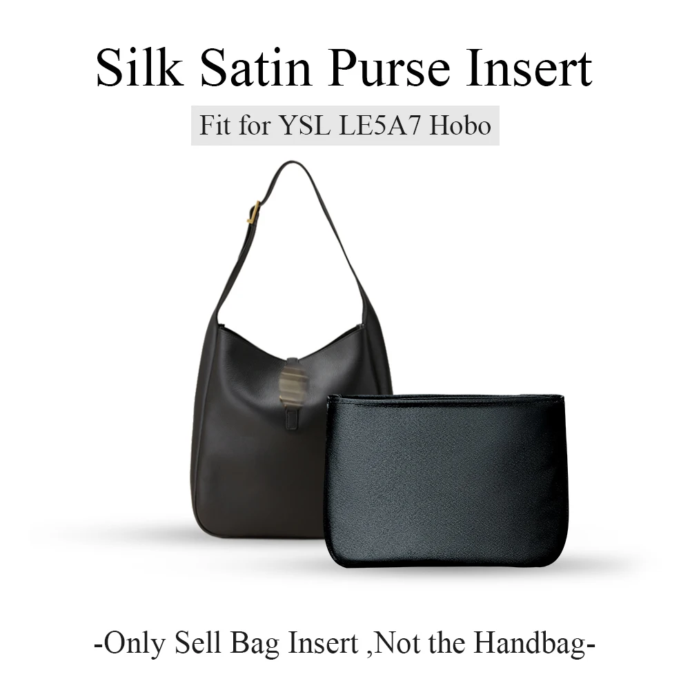 Silk Satin Purse Organizer Insert Fit for YSL LE5A7 Hobo, Small Inside Bag Organizer Insert Lightweight Inner Liner Bag In Bag