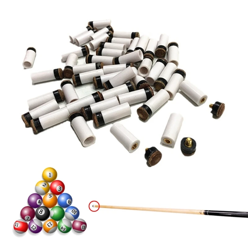 Sets of 10Pcs Billiard Cues Tips with White Pool Cue Stick Ferrules Screw-on Pool Repair Cue Tips Cue Ferrules Pool Part 24BD