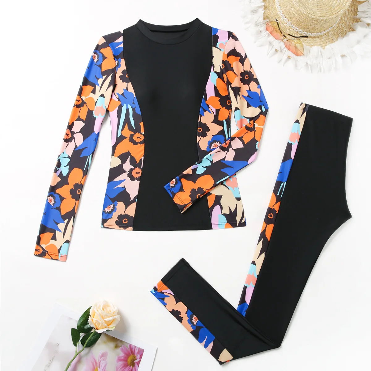 Women's Long-Sleeved Muslim Surfing Suit Sports Swimsuit Coverage Modest Swimwear for Active Water Sports