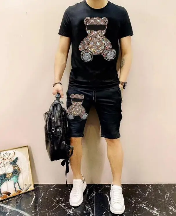 

Мужской летний повседневный спортивный костюм в стиле аниме и хип-хоп, модный комплект для уличной моды, хит продаж