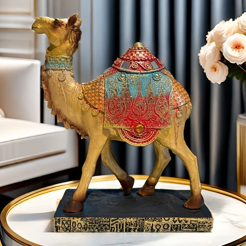 

UAE Desert Golden Camel Resin Craft - Saudi Arabia Tourist Souvenir, Hand-Painted Office Decoration Animal Holiday Gift